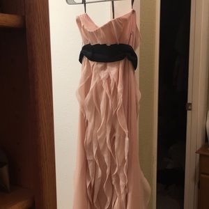 Strapless Pink Dress with Black Sash